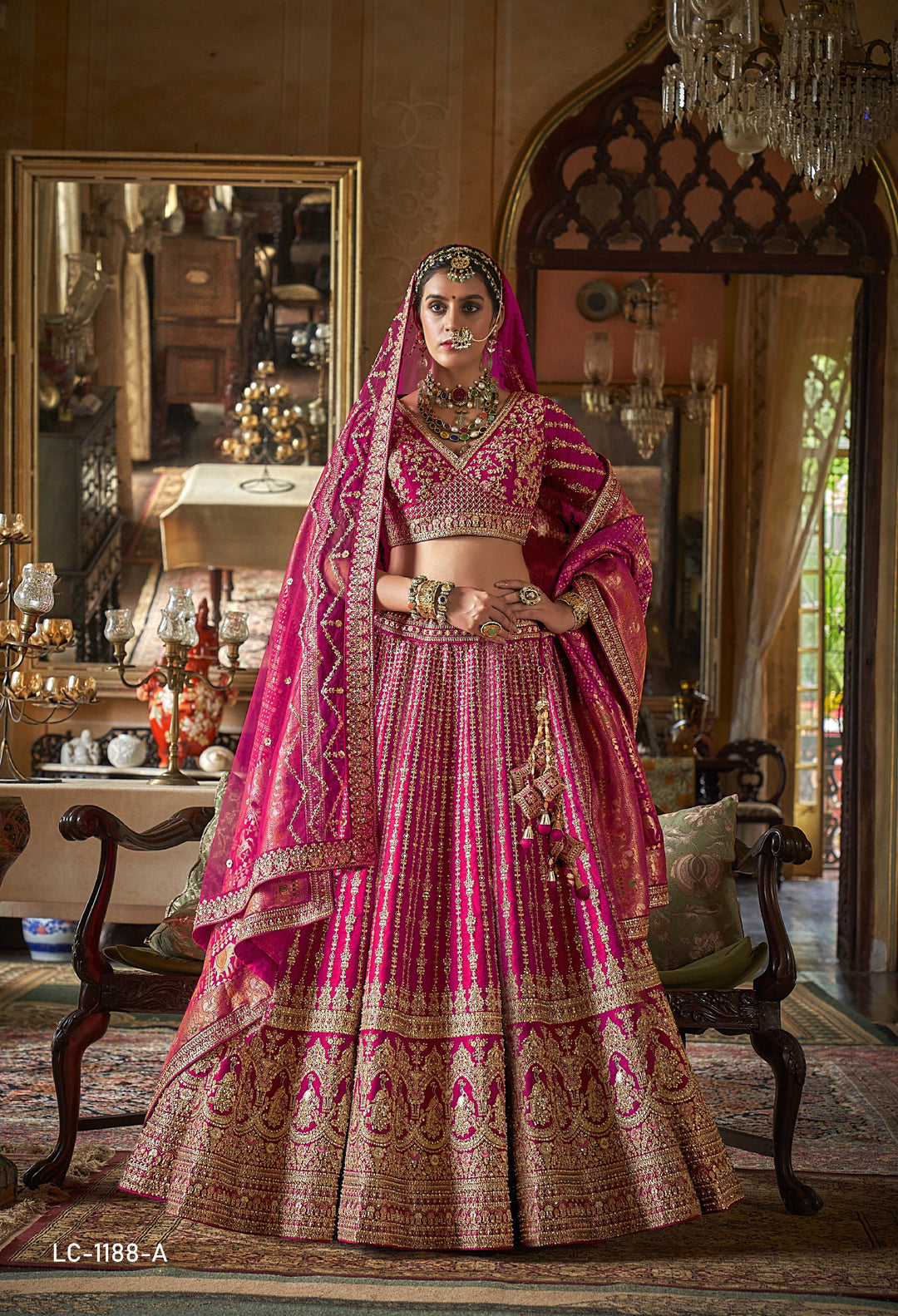 Royal Rani Pink Bridal Lehenga with Intricate Zardozi & Dori Embroidery