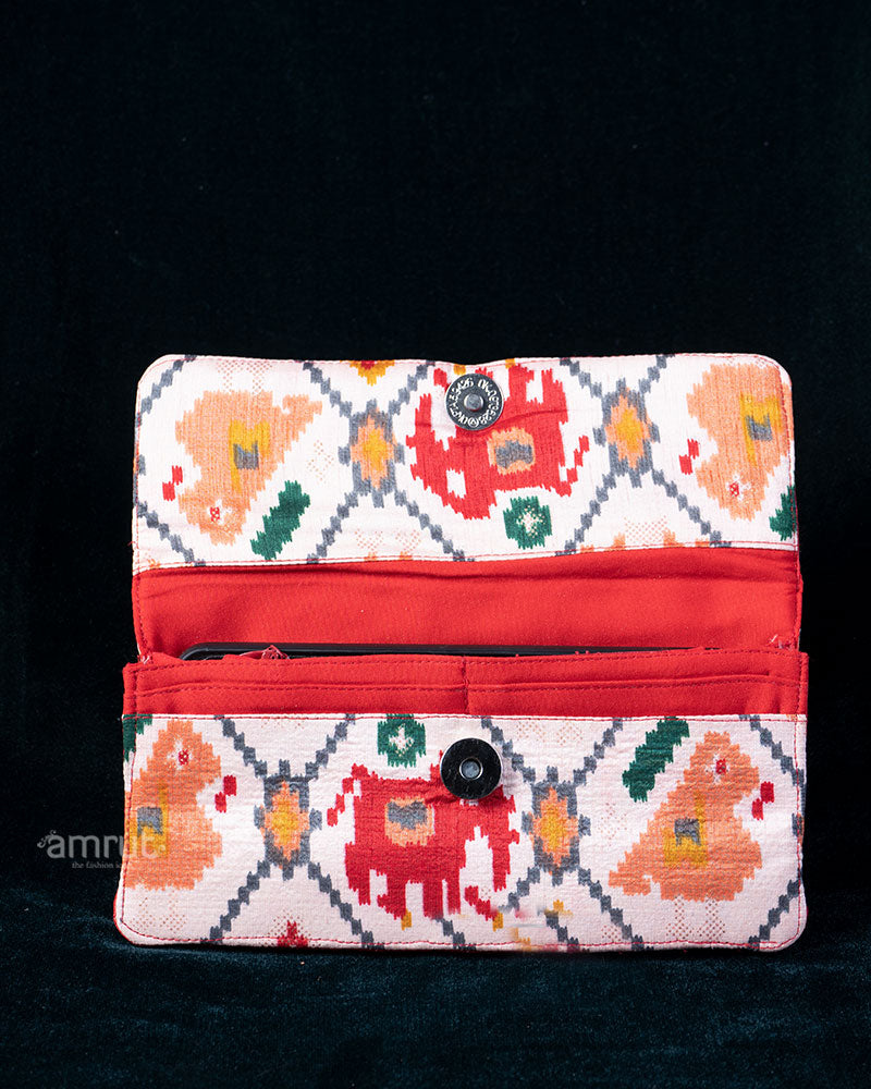 Navy Heritage Motif & Cream Ikat Fusion Clutch