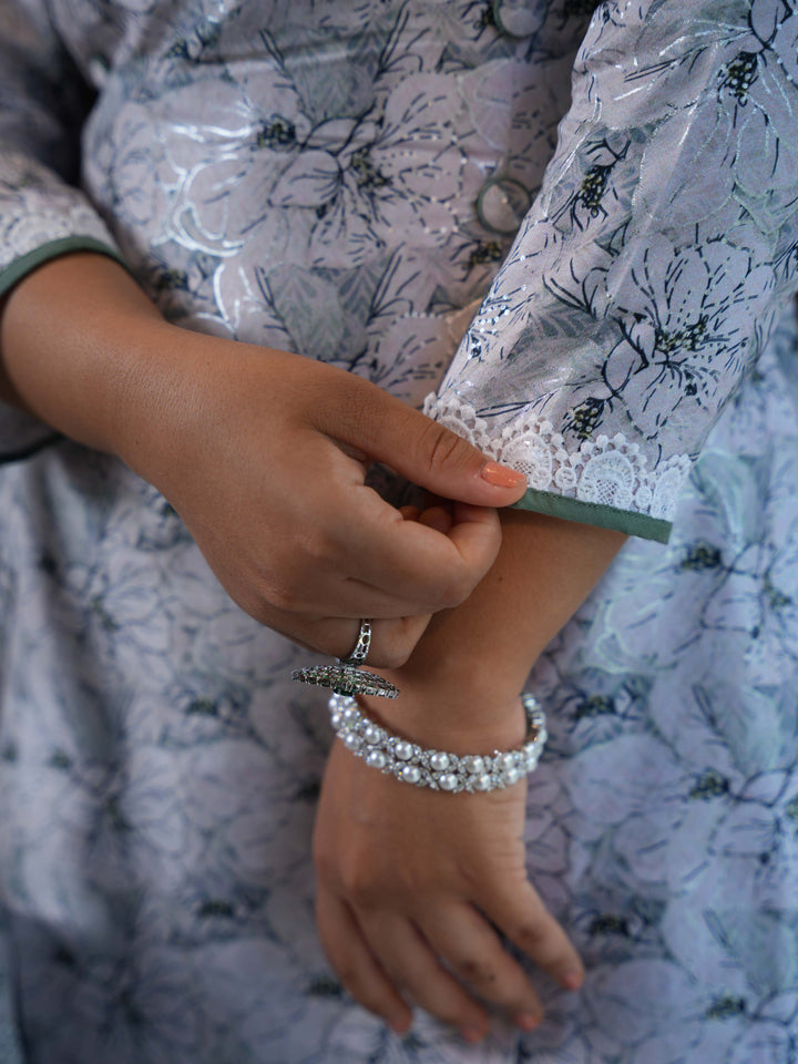 White Printed Cotton Sharara Set with Matching Kurta
