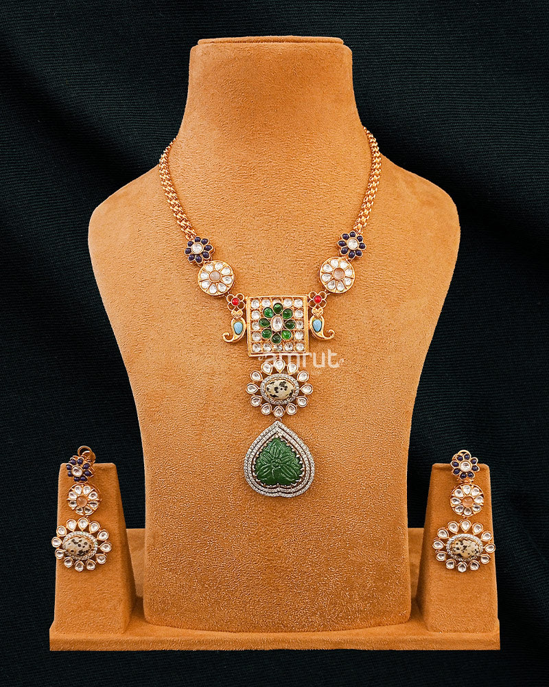 Gold Plated Amrapali Fusion Pendant Set Necklace – AMRUT