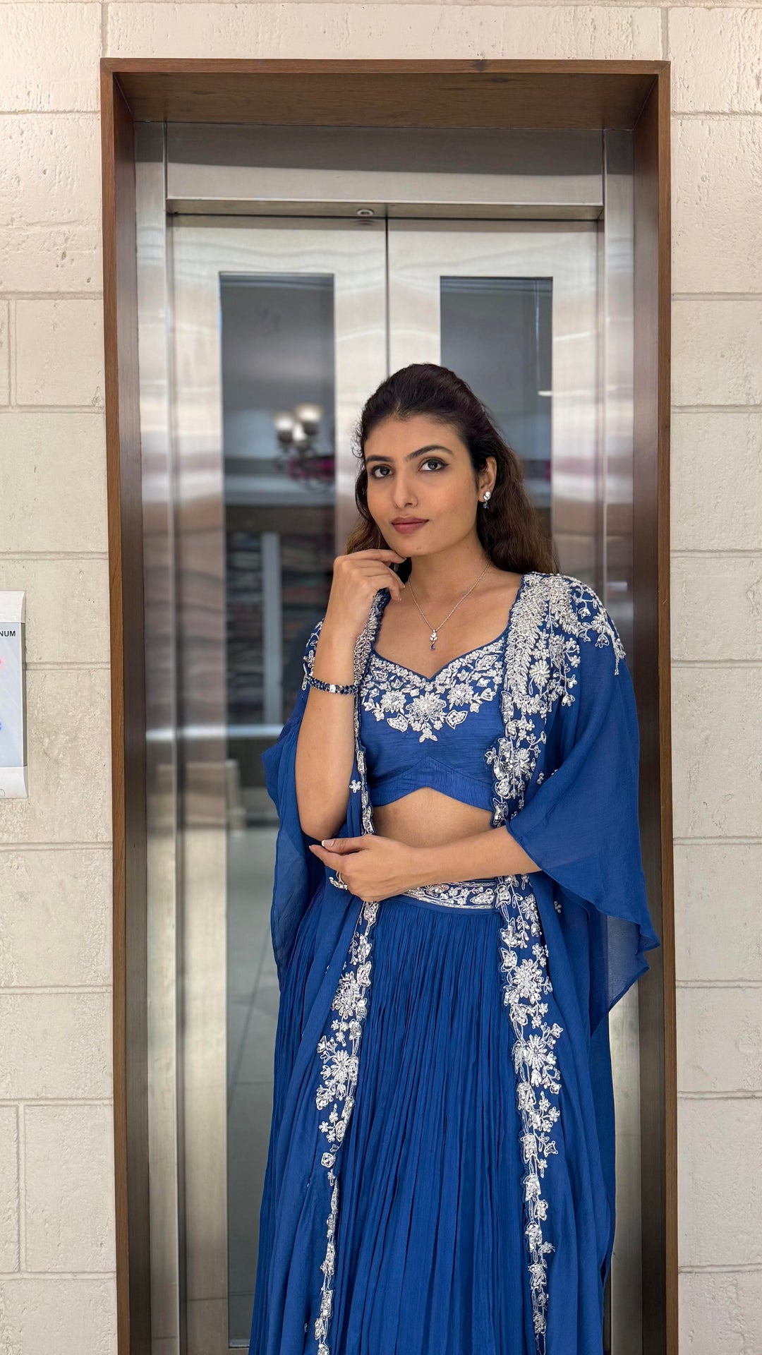 Royal Blue Indo-Western Cape Set – Sapphire Elegance Edition