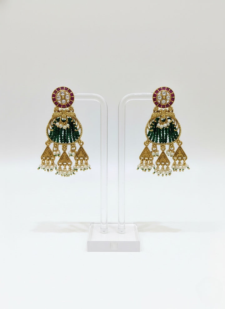 Grand Peacock Temple Necklace Set with Kundan & Polki Detailing