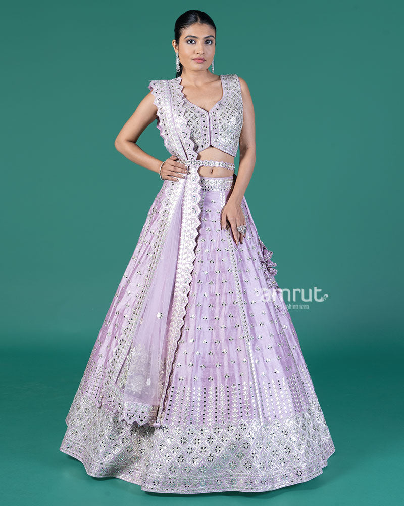 Lavender Embellished Lehenga Choli with Dupatta 01