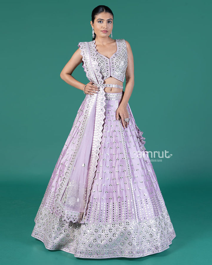 Lavender Embellished Lehenga Choli with Dupatta 01