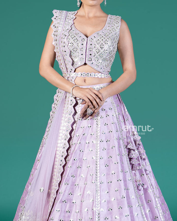 Lavender Embellished Lehenga Choli with Dupatta 03