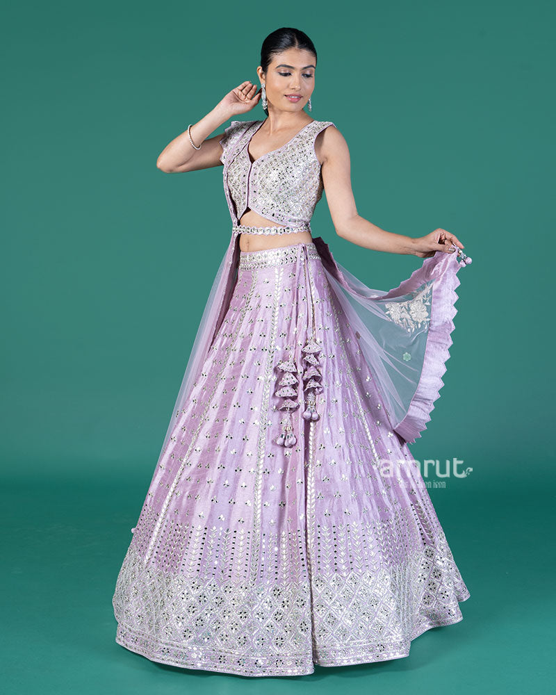 Lavender Embellished Lehenga Choli with Dupatta 04