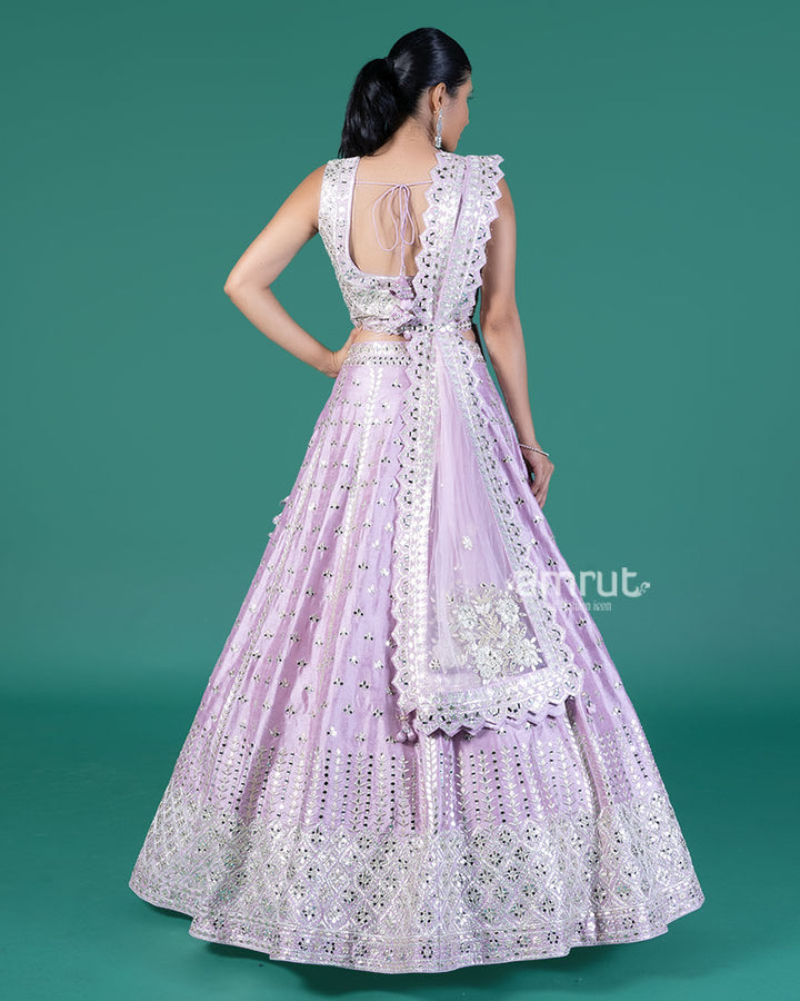 Lavender Embellished Lehenga Choli with Dupatta 05