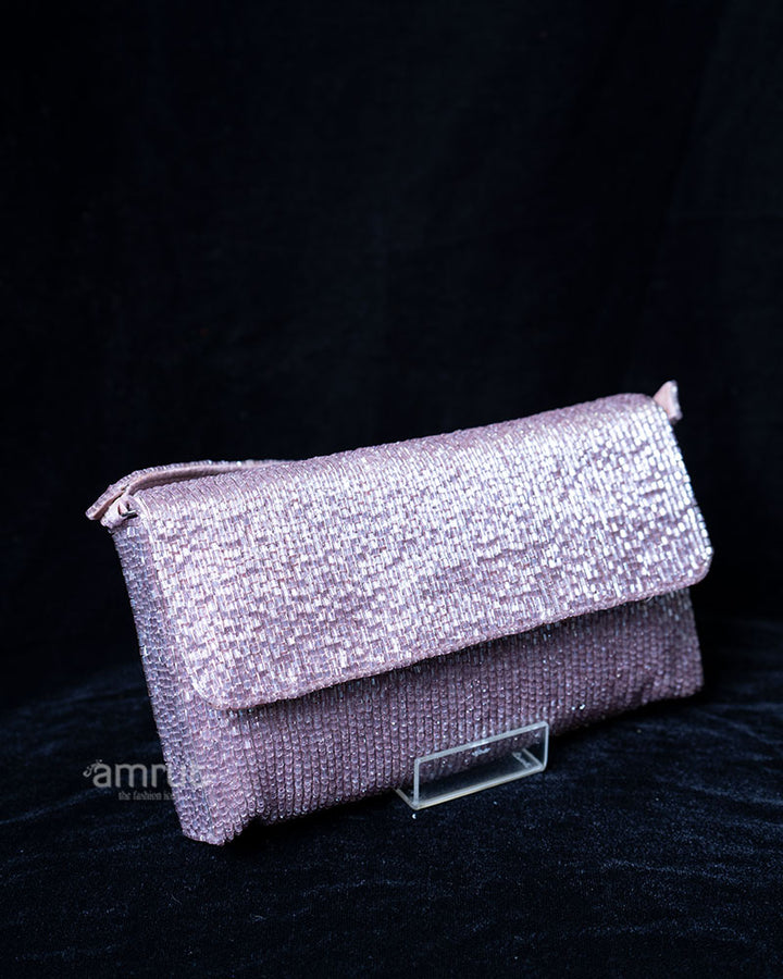 Light Purple Beaded Clutch-Style Handbag 01