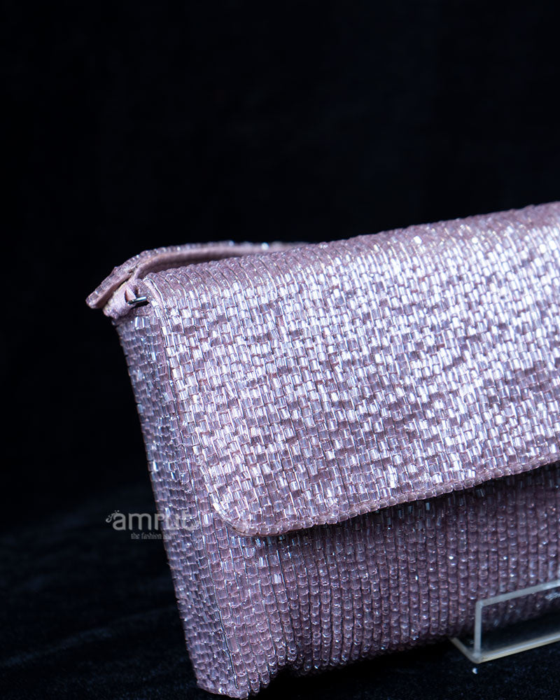 Light Purple Beaded Clutch-Style Handbag 02
