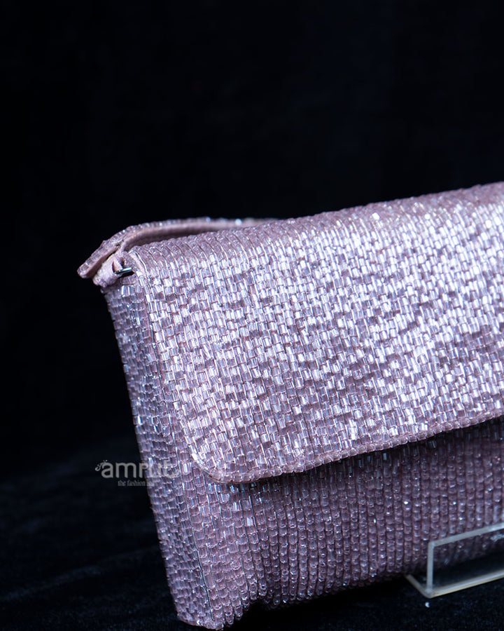 Light Purple Beaded Clutch-Style Handbag 02