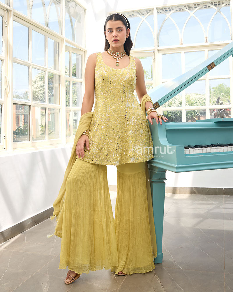 Light Yellow Kurti and Sharara Set 03
