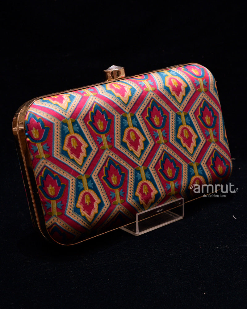 Multi Color Handicraft Beautiful Bling Box Clutch Bag Purse AMRUT