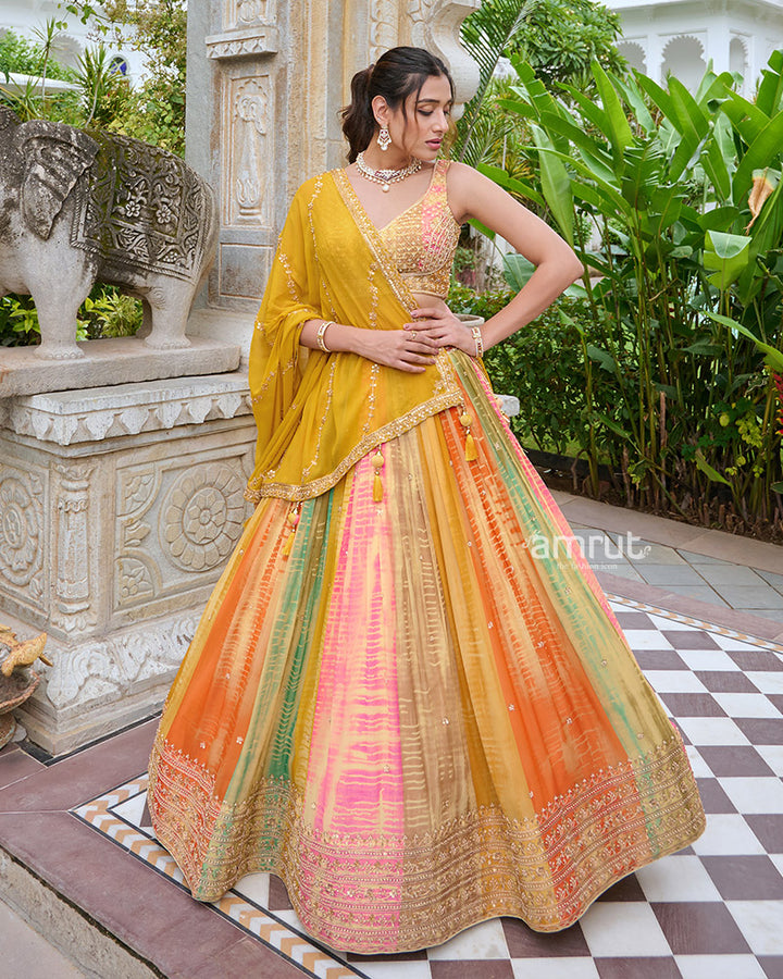 Multi-Color Embellished Lehenga Choli with Vibrant Yellow Dupatta 01