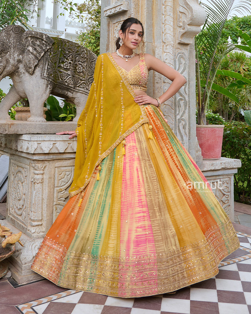 Multi-Color Embellished Lehenga Choli with Vibrant Yellow Dupatta 03
