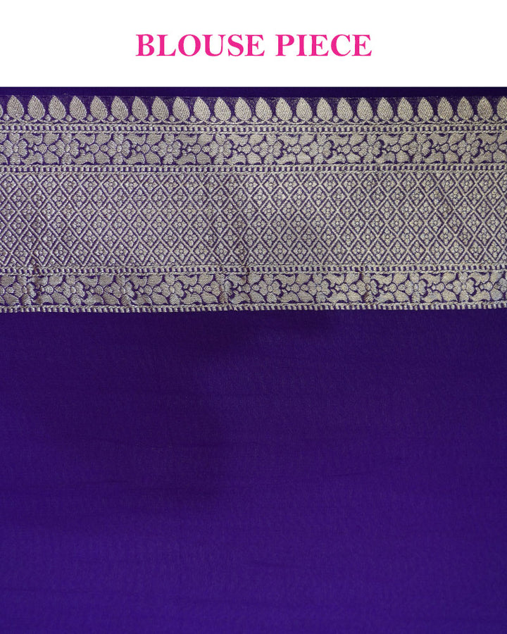 Purple Banarasi Saree with Silver Zari Weaving & Unstitched Blouse 06