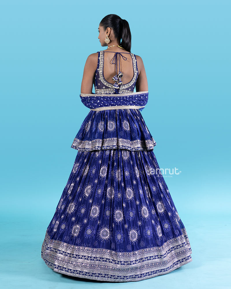 Royal Blue Sequins Embroidery Embellished Lehenga Choli 05