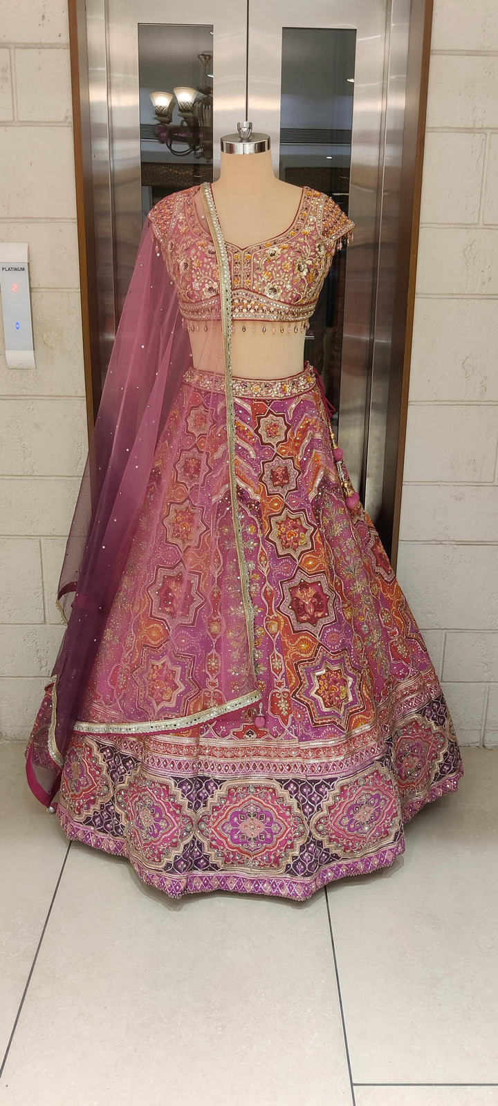 Royal Pink Embroidered with Ombre Dupatta Lehenga Choli Set