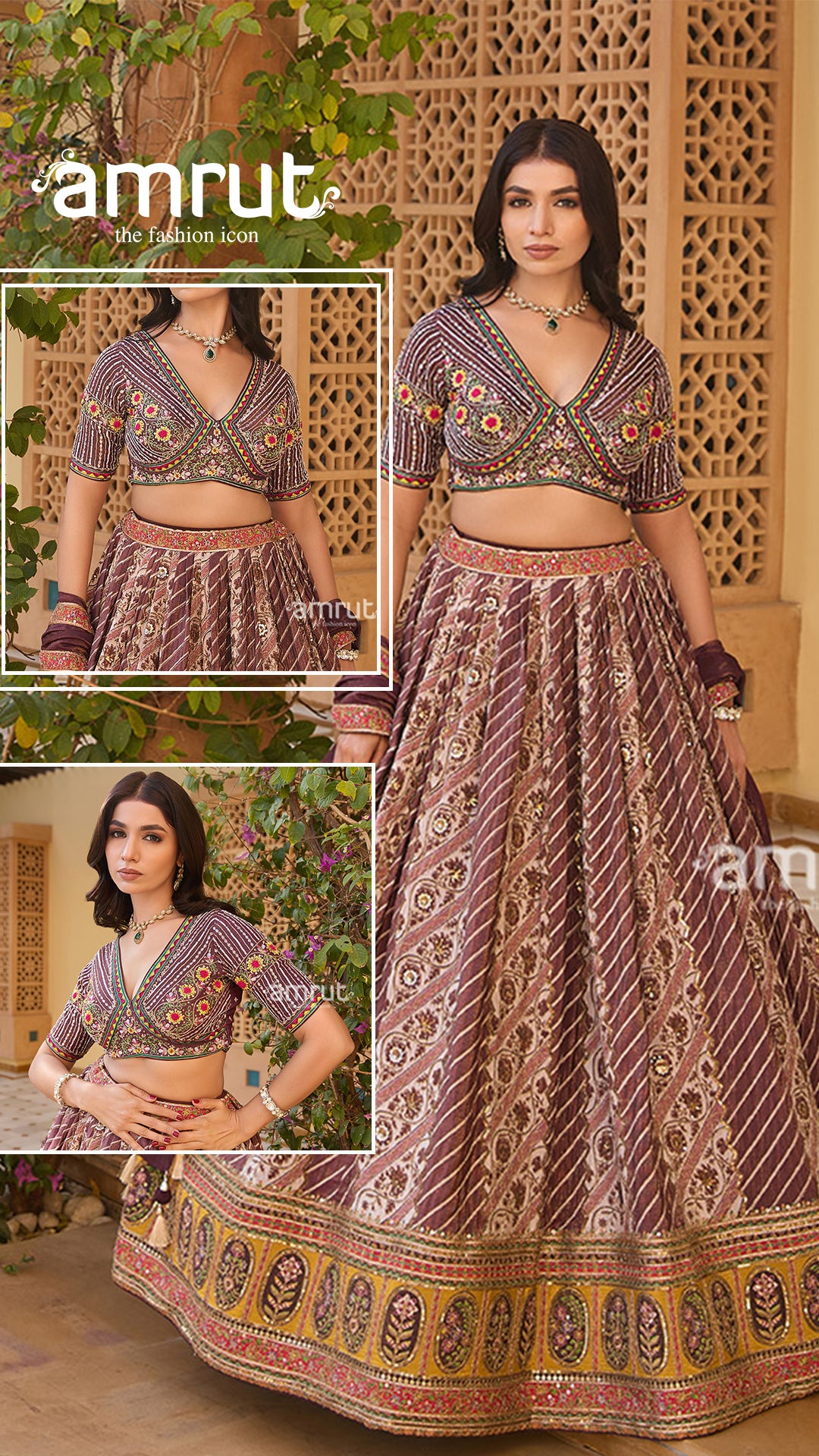 Rose Taupe Embroidered Lehenga Choli with Decorative Dupatta 0