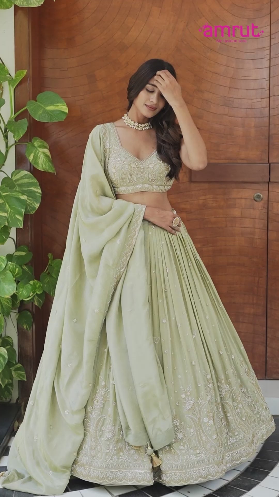 Cream Golden Embroidered Lehenga Choli with Dupatta