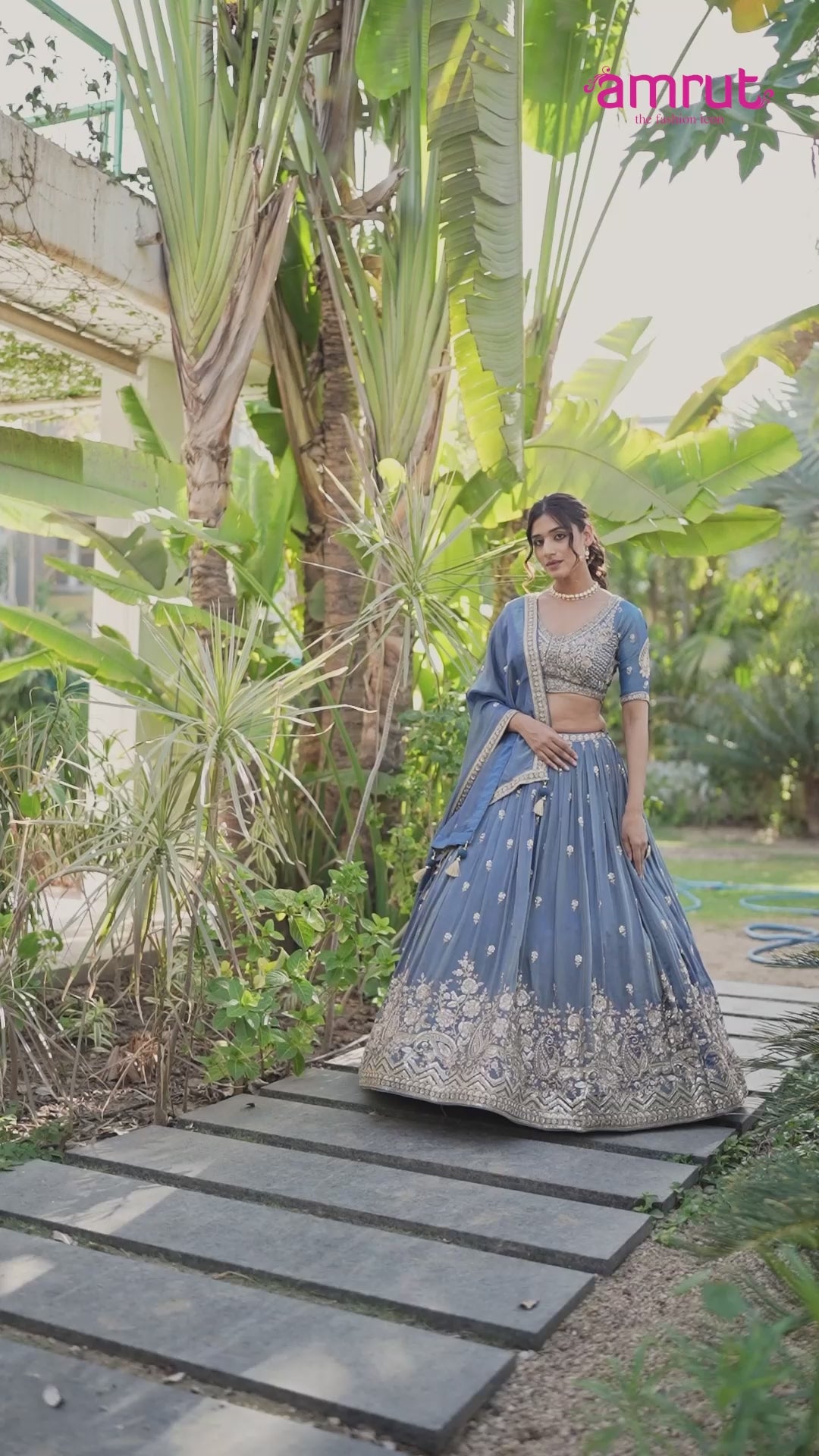 Royal Blue Golden Embroidered Lehenga Choli with Dupatta