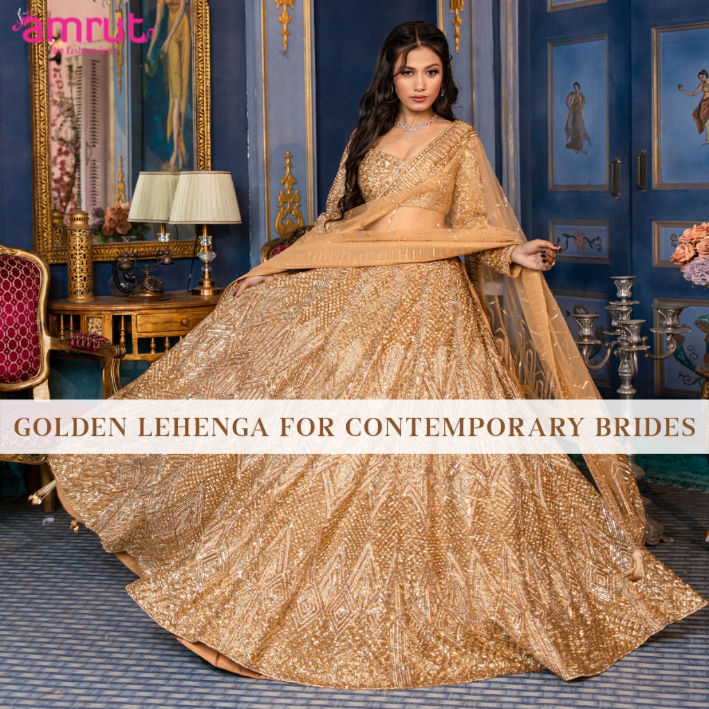 5 Stunning Golden Lehenga Designs For Contemporary Brides