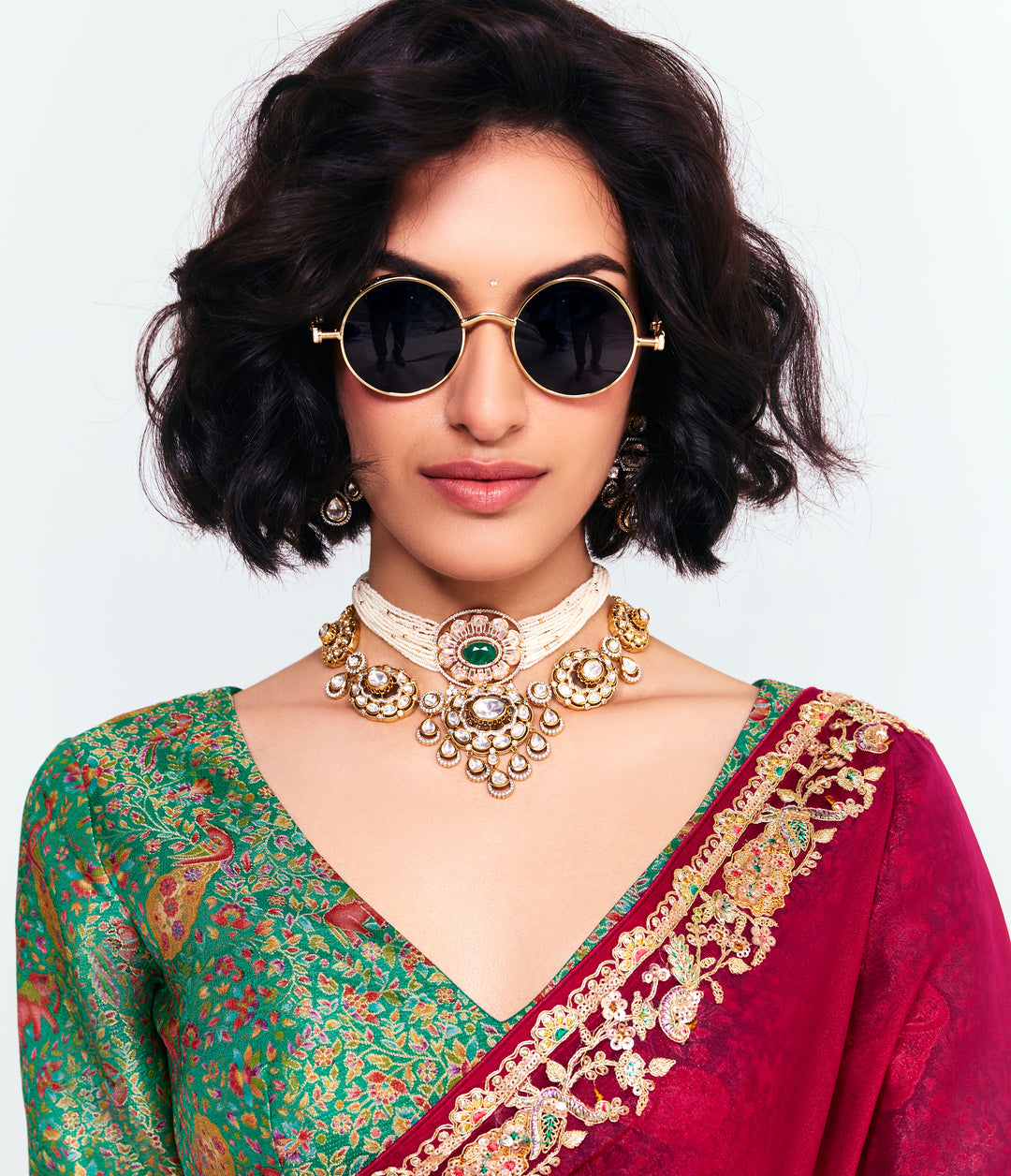 Rani Pink Georgette Saree with Heavy Embroidered Border