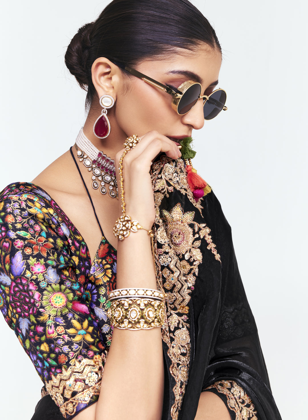 Classic Black Georgette Saree with Heavy Embroidered Border