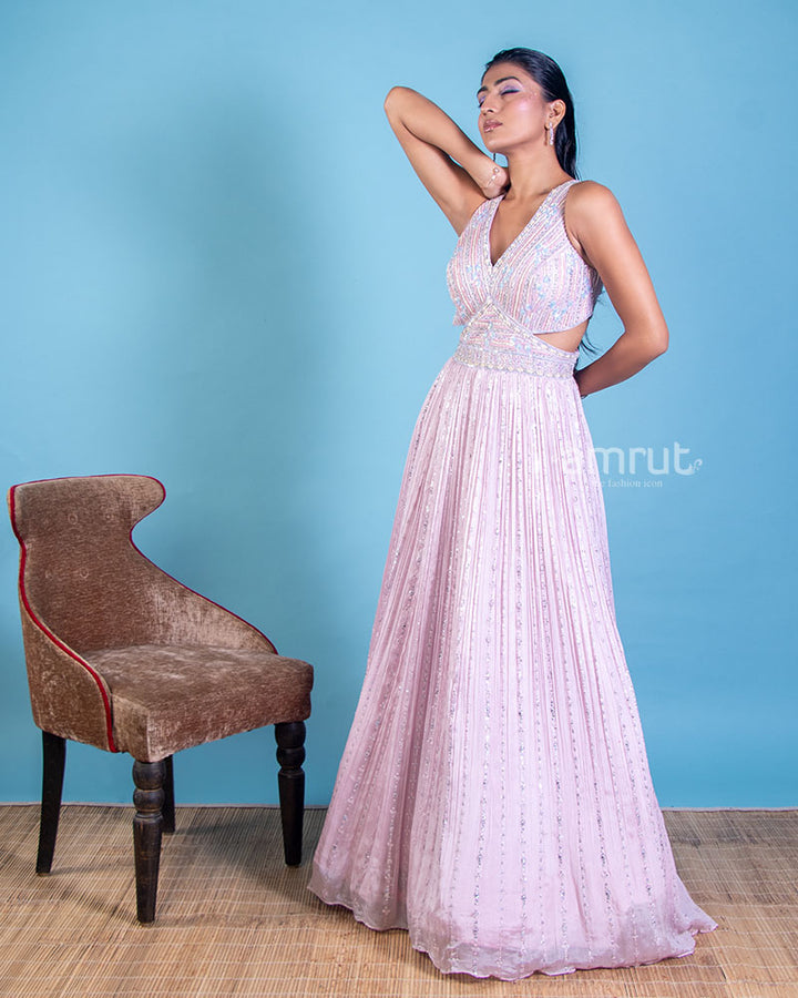 Luminous Designer Lilac Gown with Dupatta