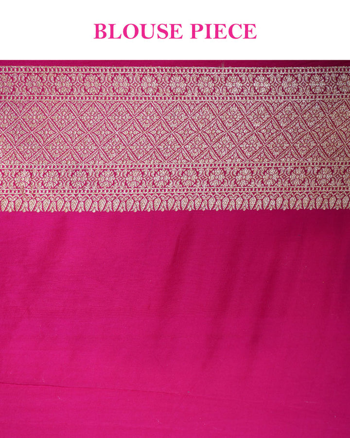 Royal Blue and Peach Pink Banarasi Silk Saree with Unstitched Blouse