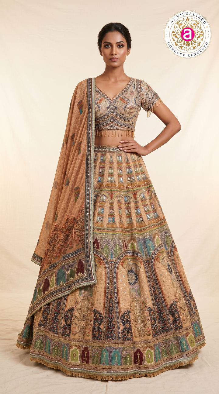 Heritage Palace Art Embroidered Designer Lehenga Set