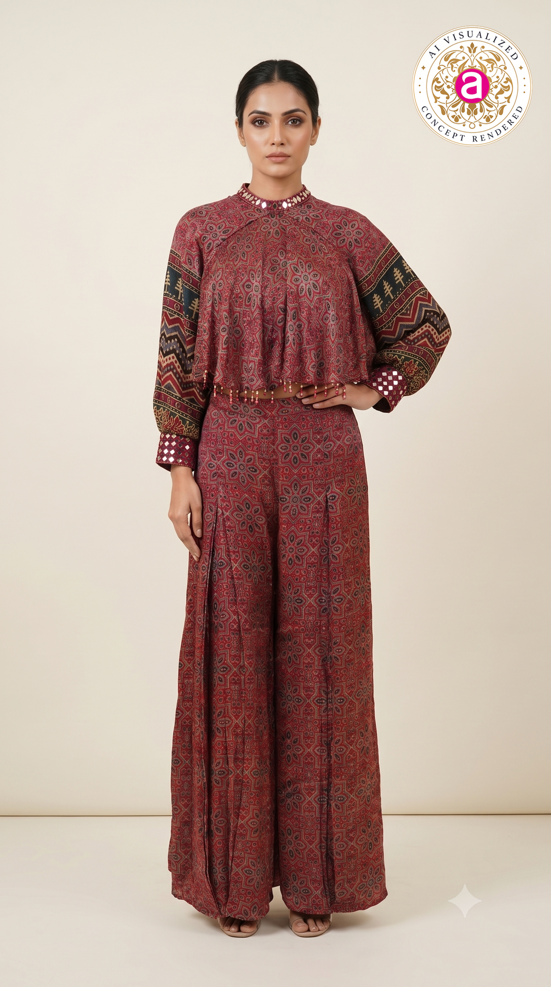 Rust Red Heritage Printed Co-Ord Palazzo Set
