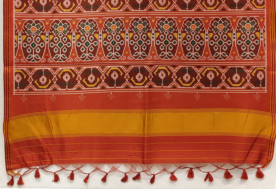 Bottle Green Patola Inspired Silk Blend Saree with Traditional Gujarati Motifs P70