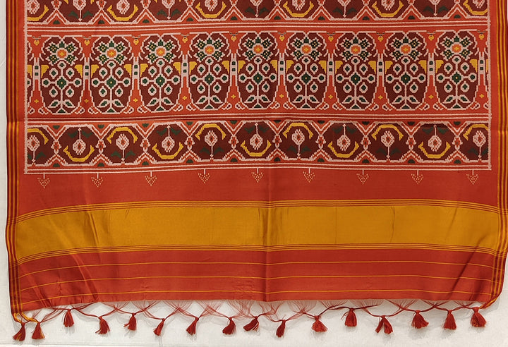 Bottle Green Patola Inspired Silk Blend Saree with Traditional Gujarati Motifs P70