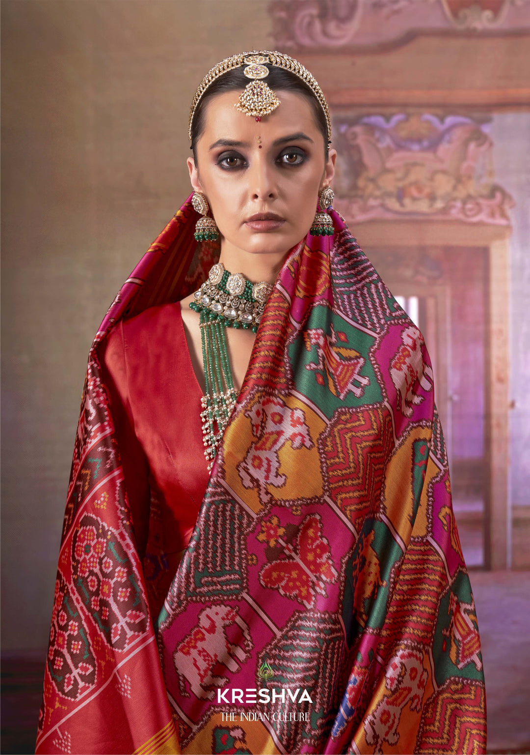 Premium Double Ikat Patan Patola Silk Saree with Traditional Motifs