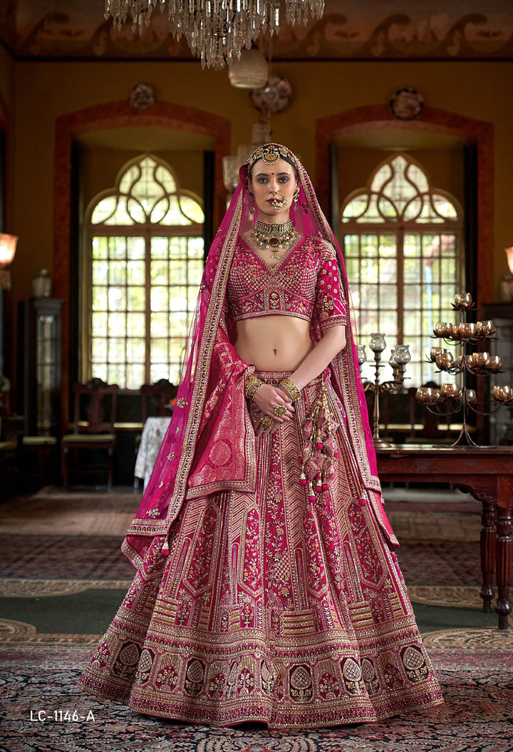 Regal Fuchsia Pink Bridal Lehenga with Intricate Zardozi & Resham Embroidery
