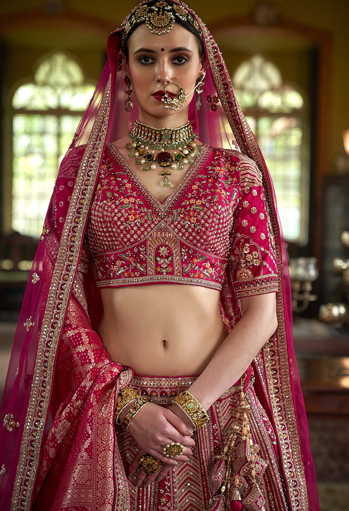 Regal Fuchsia Pink Bridal Lehenga with Intricate Zardozi & Resham Embroidery