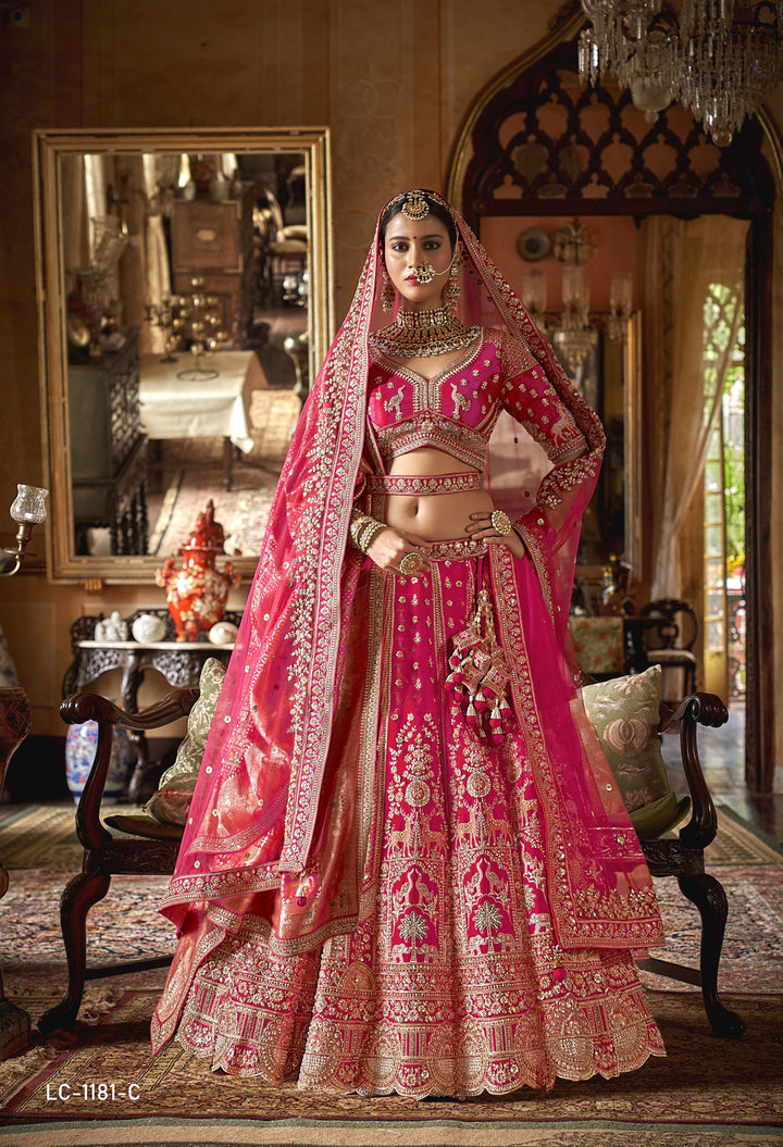 Radiant Fuchsia Pink Bridal Lehenga with Handcrafted Zardozi & Dabka Embroidery