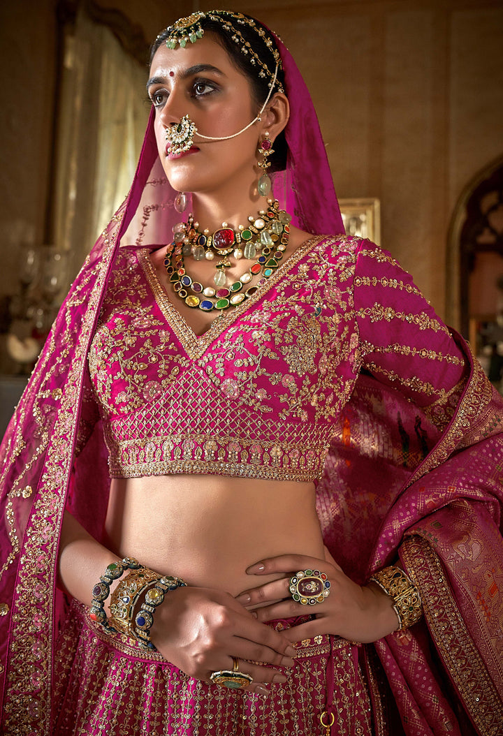 Royal Rani Pink Bridal Lehenga with Intricate Zardozi & Dori Embroidery