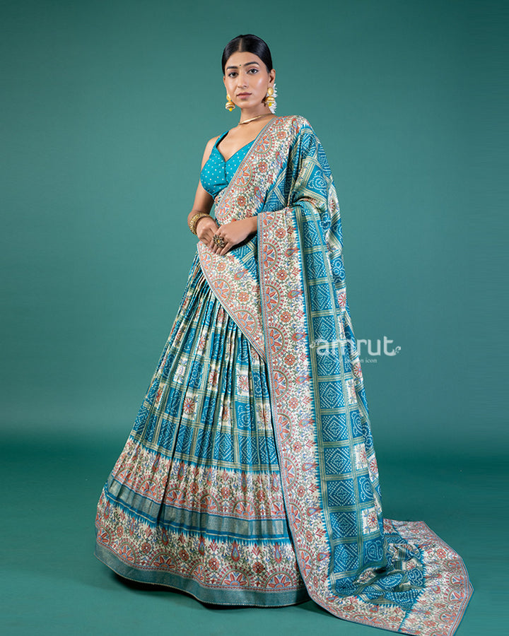 Sky Blue Lehenga Embroidered Choli with Dupatta