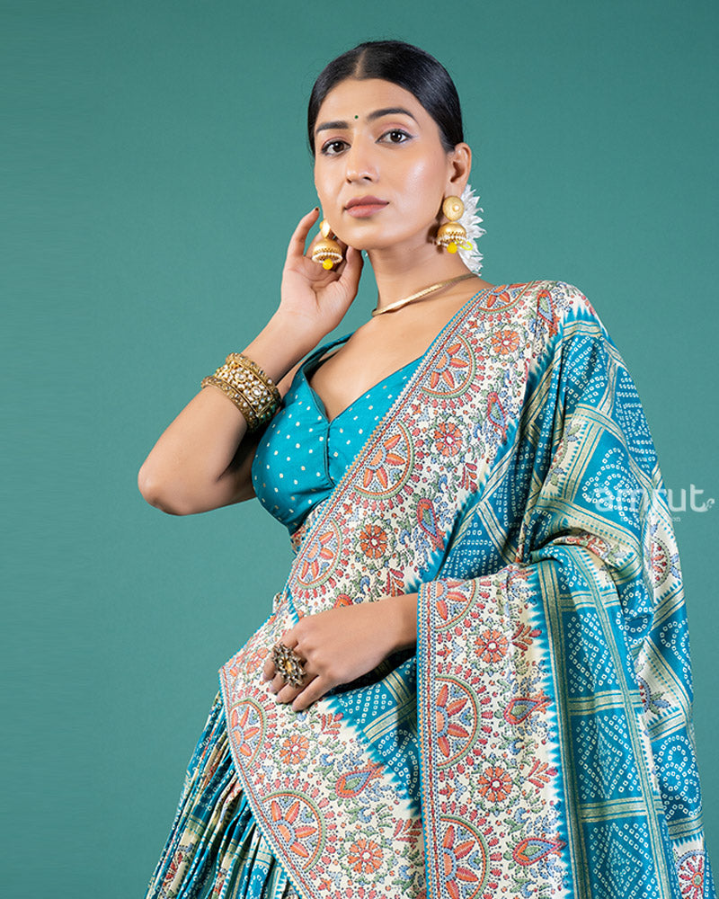 Sky Blue Lehenga Embroidered Choli with Dupatta