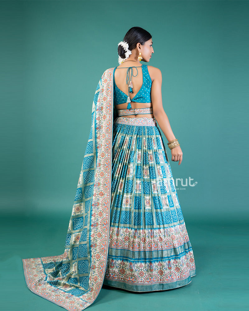 Sky Blue Lehenga Embroidered Choli with Dupatta