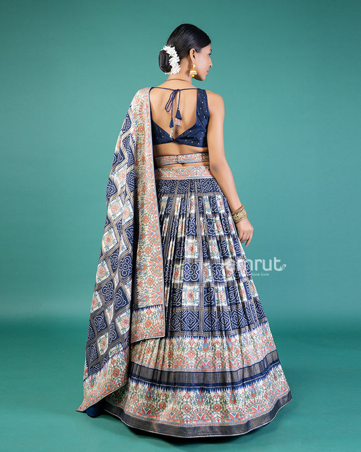 Navy Blue Lehenga Embroidered Choli Set with Dupatta