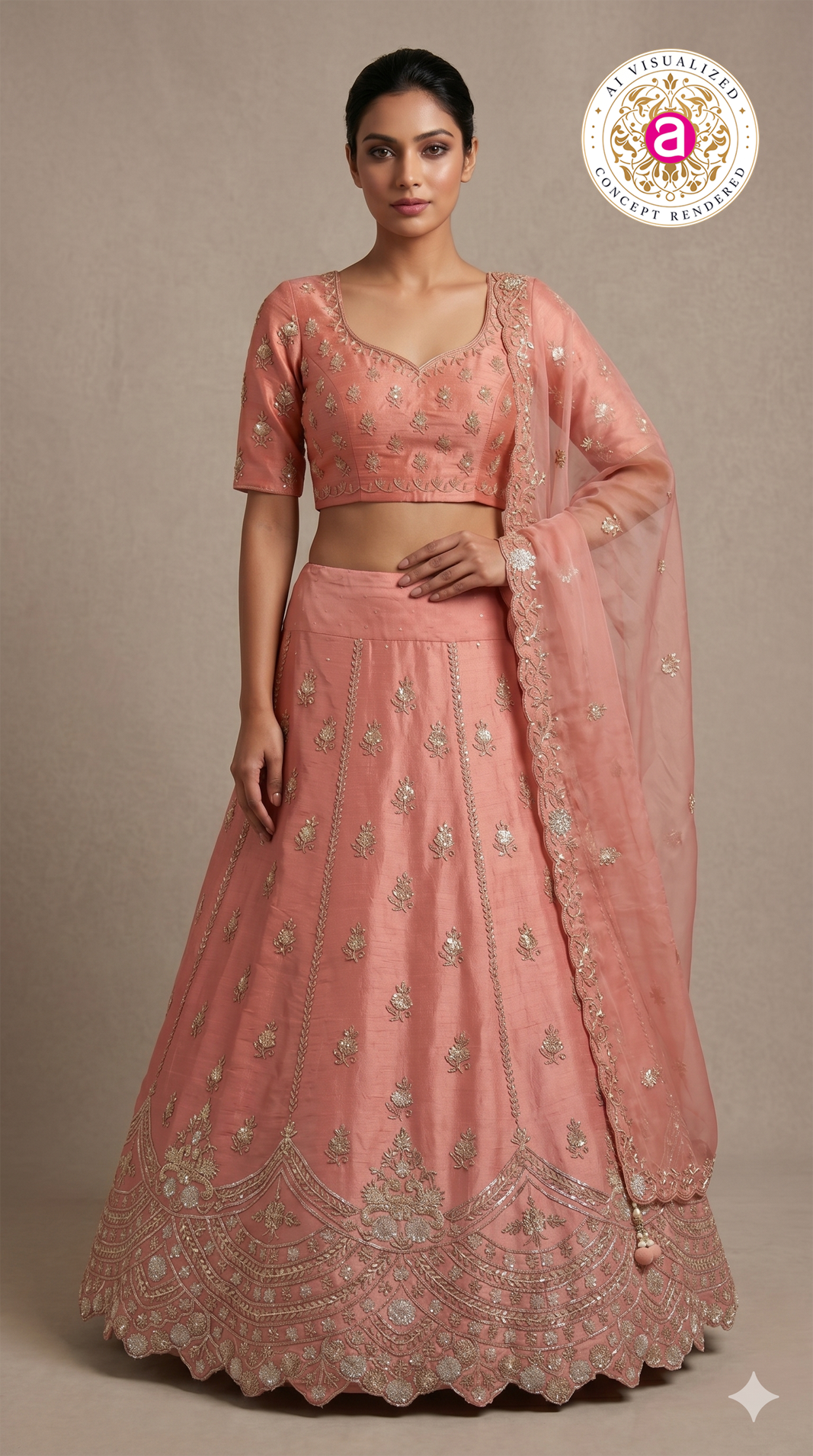 Blush Pink Embroidered Designer Lehenga Set with Organza Dupatta