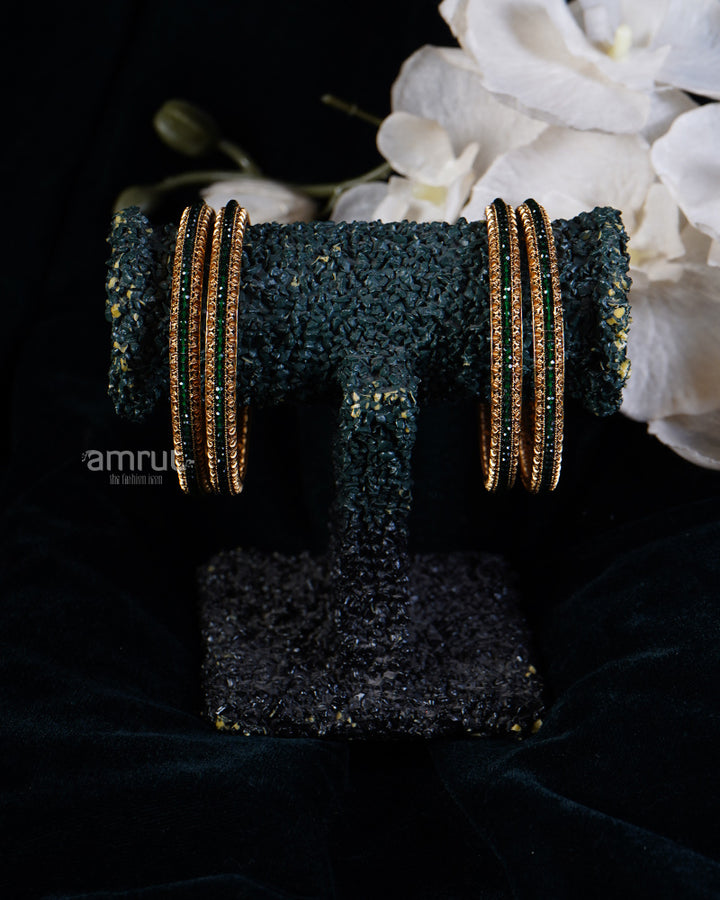 Green Stone Embellished Bangles Set