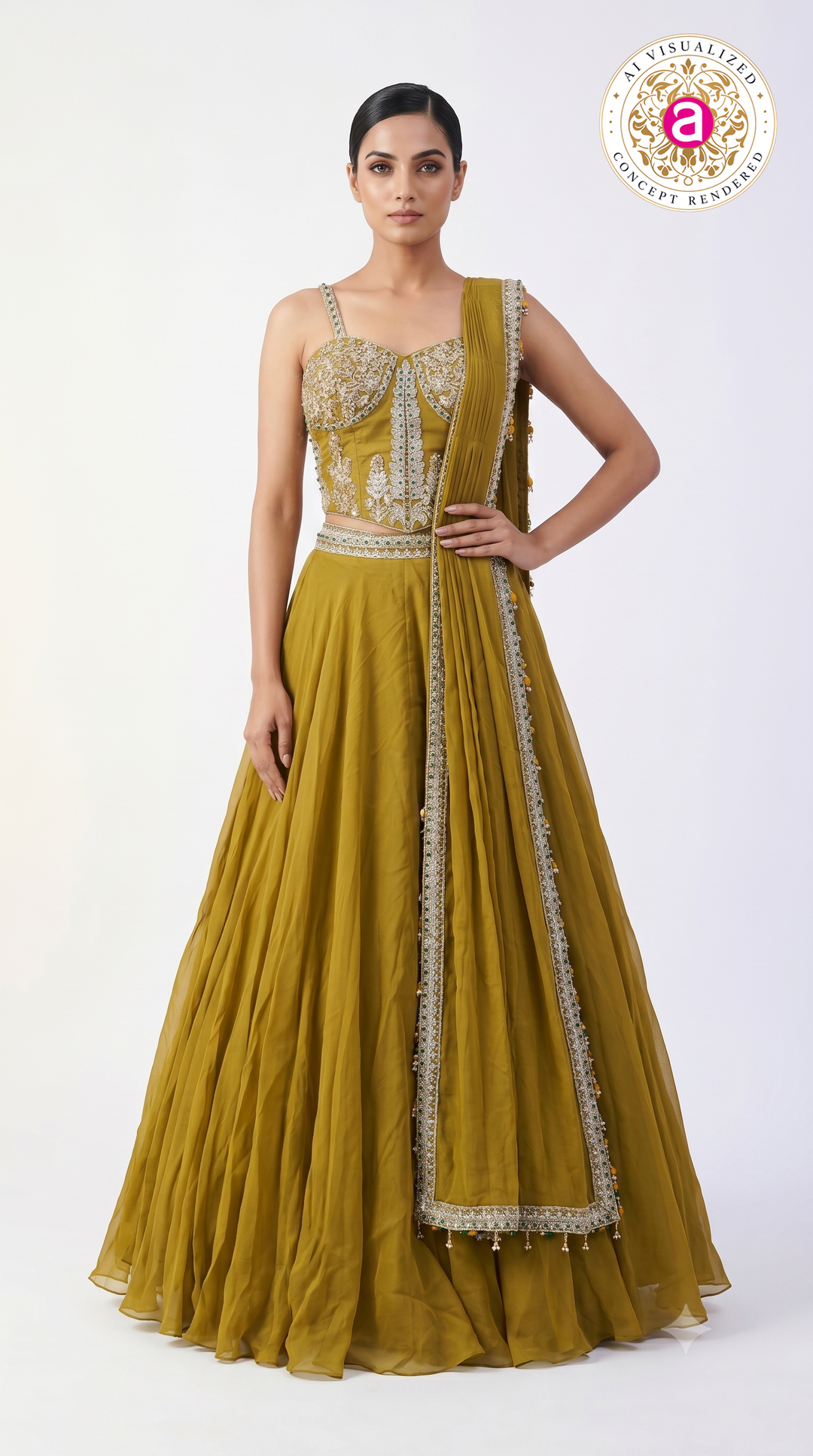 Mustard Gold Embellished Designer Lehenga Set