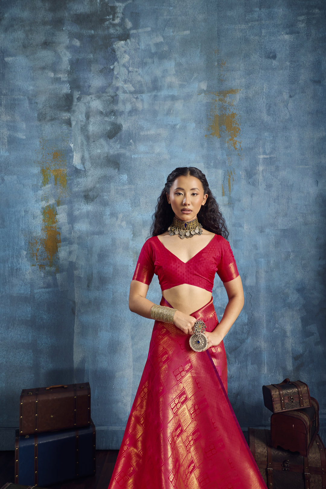 Radiant Red Handloom Silk Saree with Rich Gold Zari Weaving