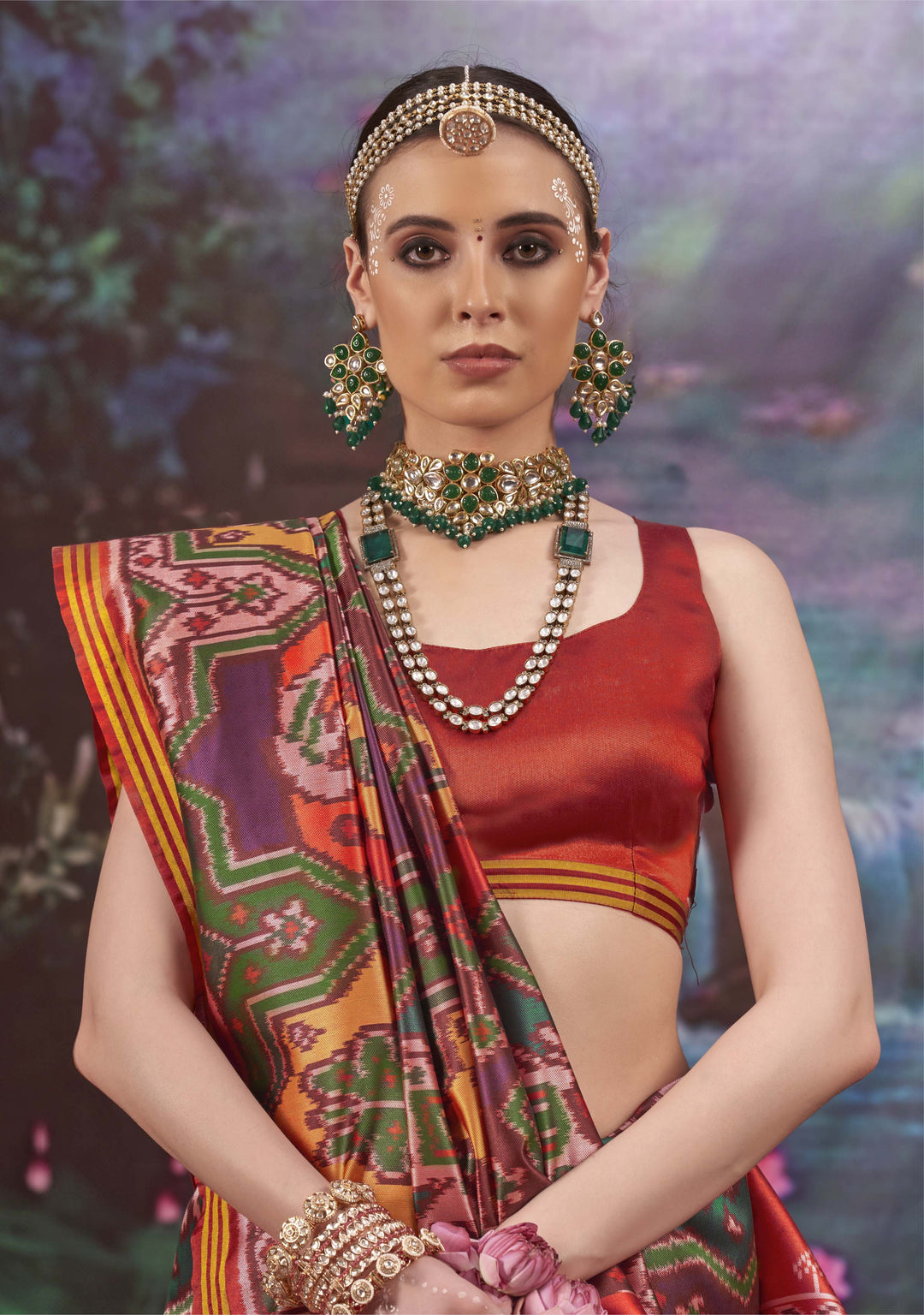 Royal Red Patan Patola Silk Saree with Traditional Ikat Weave P47