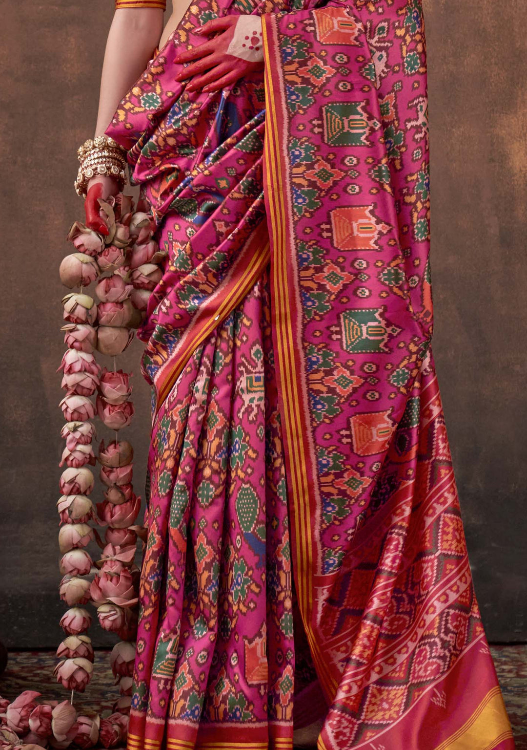 Sea Green Patan Patola Silk Saree with Multicolour Ikat Weave P81