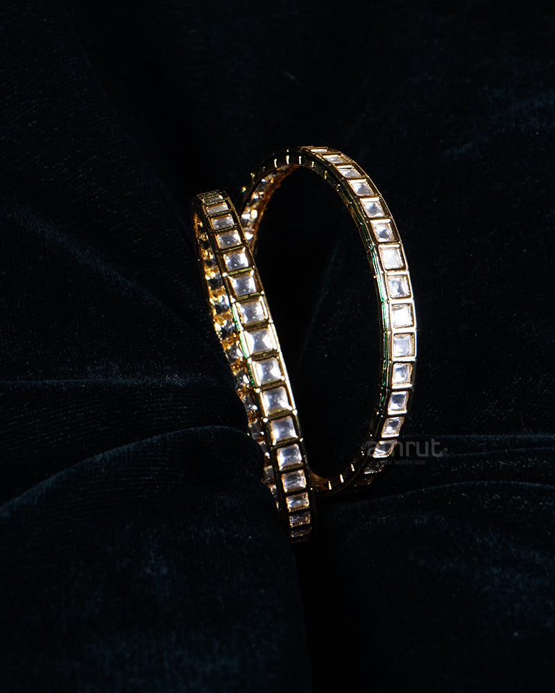 Gold-Tone Clear Stones and Green Enamel Bangle