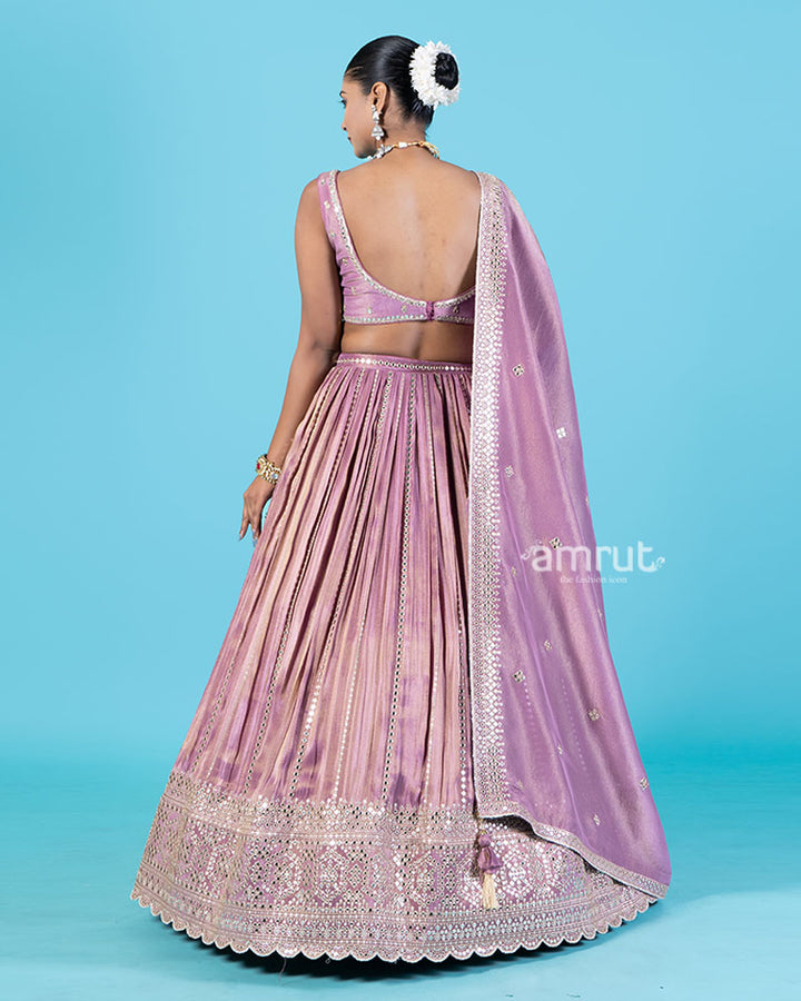 Dusty Rose Embellished Lehenga Choli with Matching Dupatta